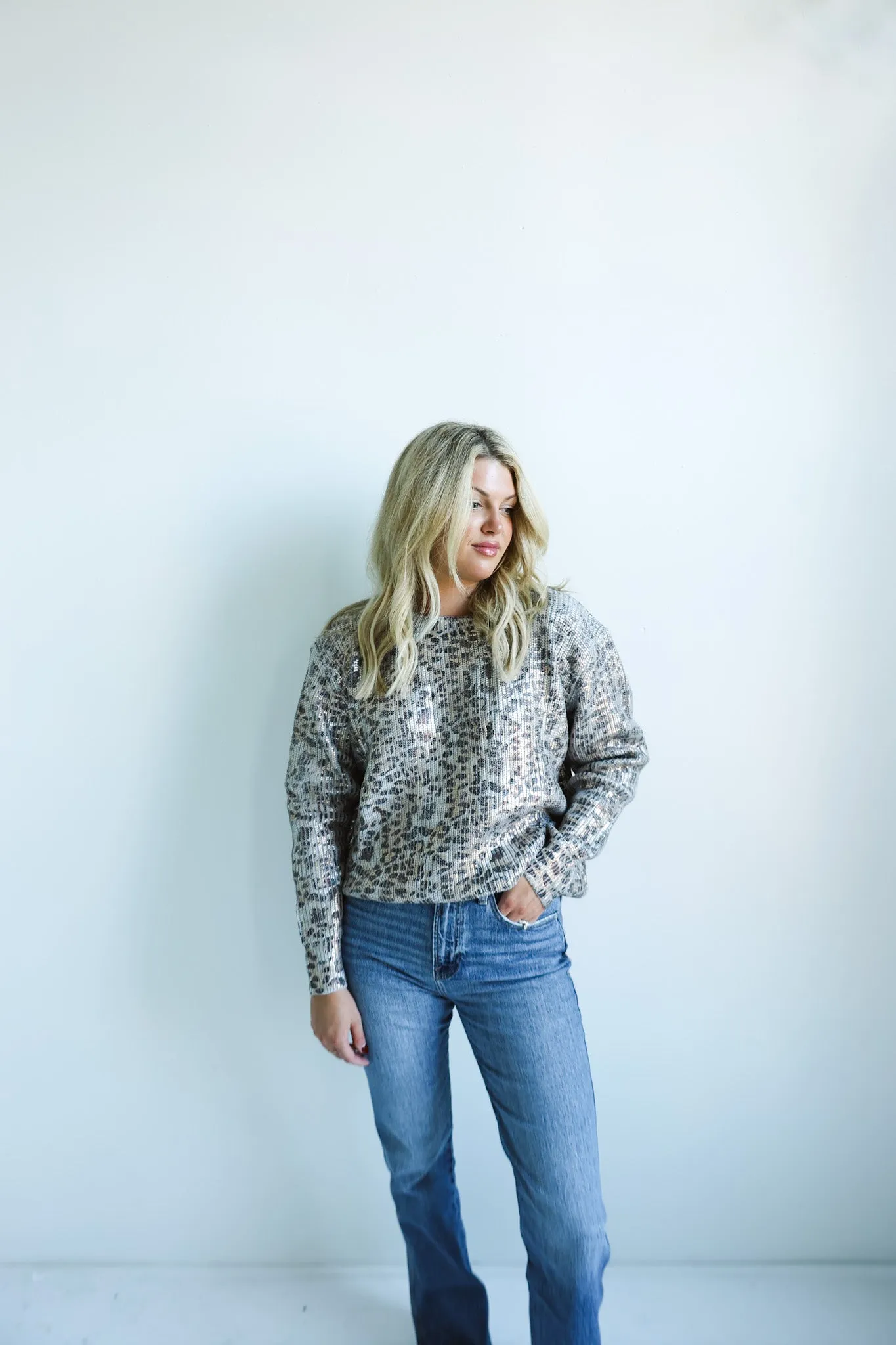 Metallic Animal-Print Sweater-Final Sale