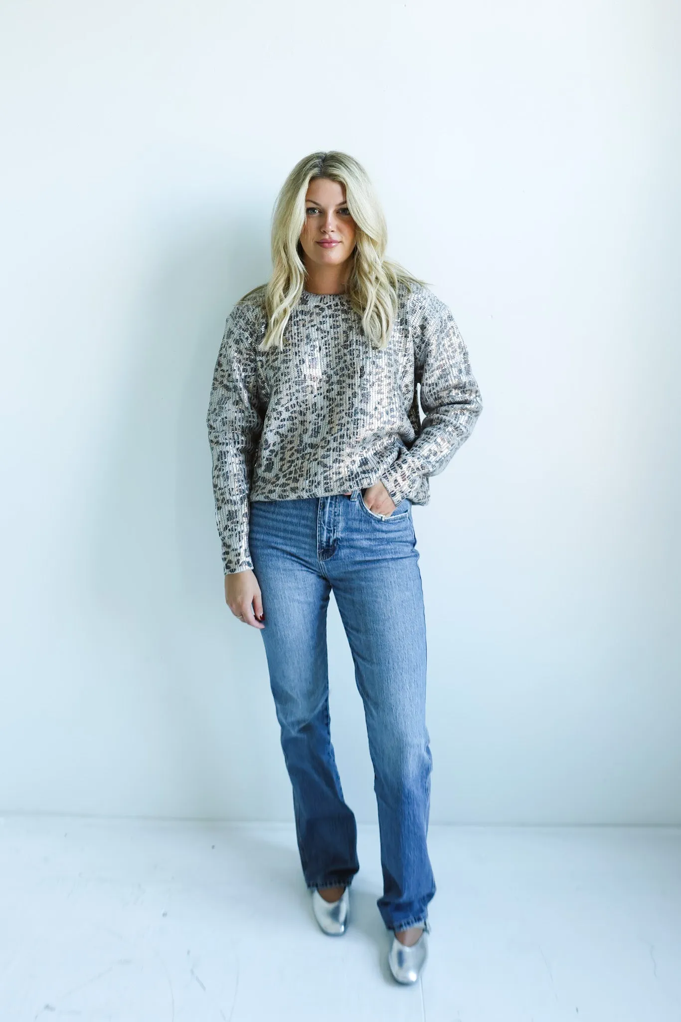 Metallic Animal-Print Sweater-Final Sale