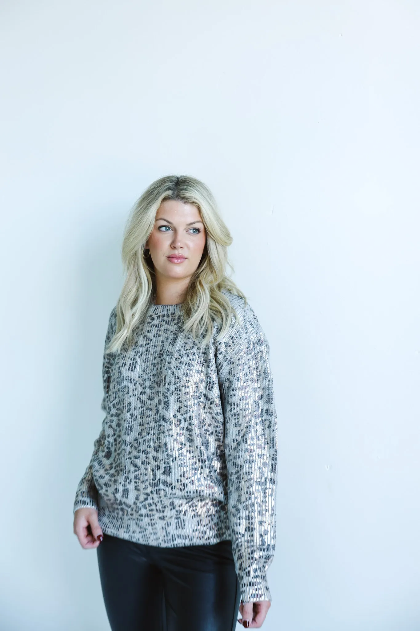 Metallic Animal-Print Sweater-Final Sale