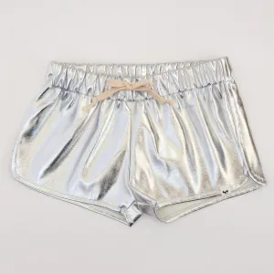 Metallic Draw String Track Short- Silver