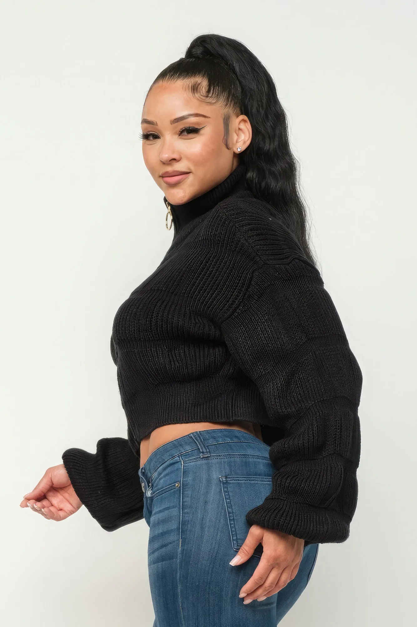 Michelin Sweater Top w/ Front Zipper