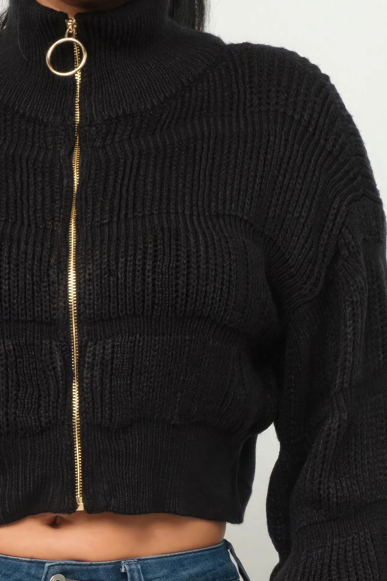 Michelin Sweater Top w/ Front Zipper