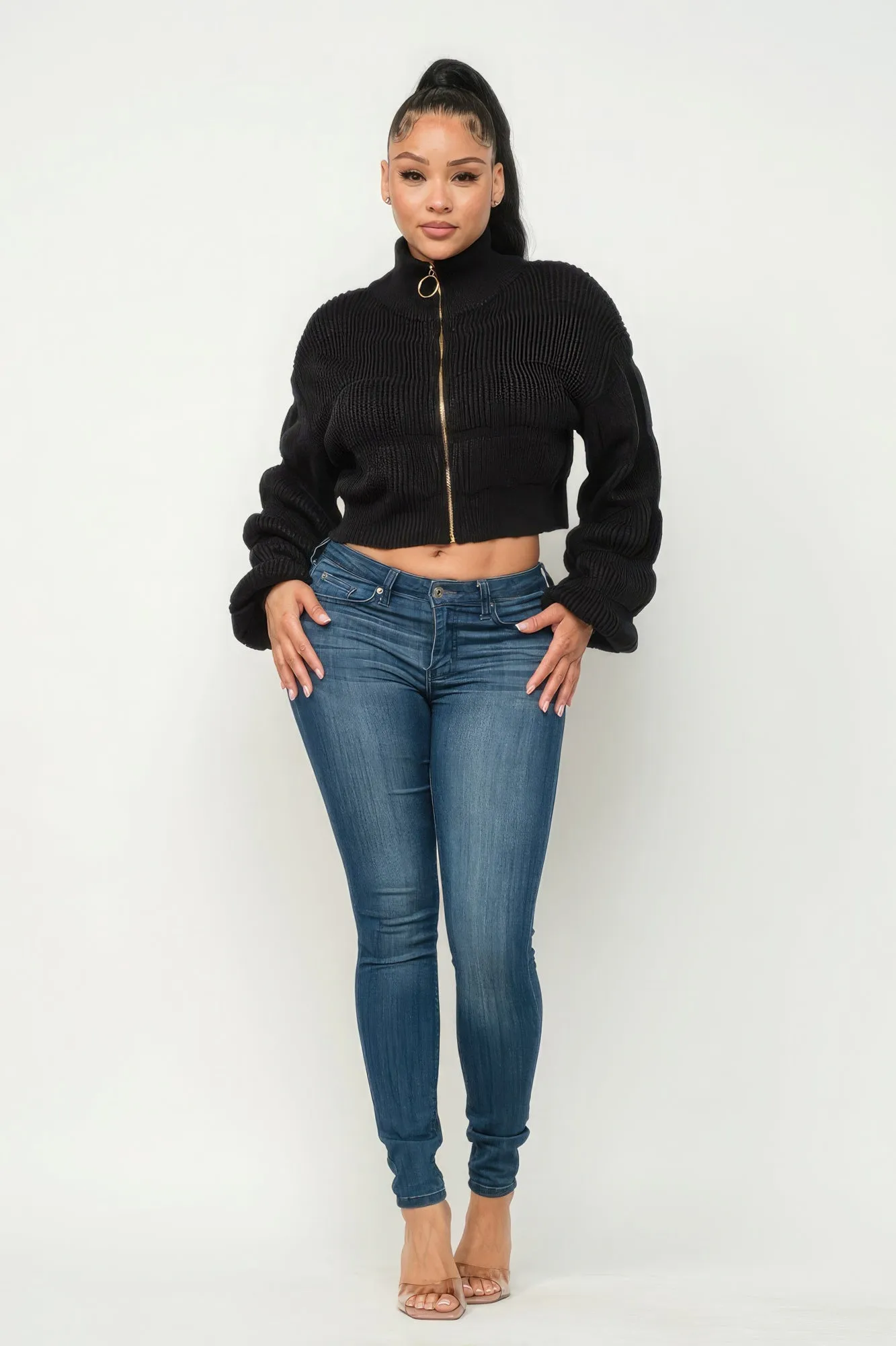 Michelin Sweater Top w/ Front Zipper