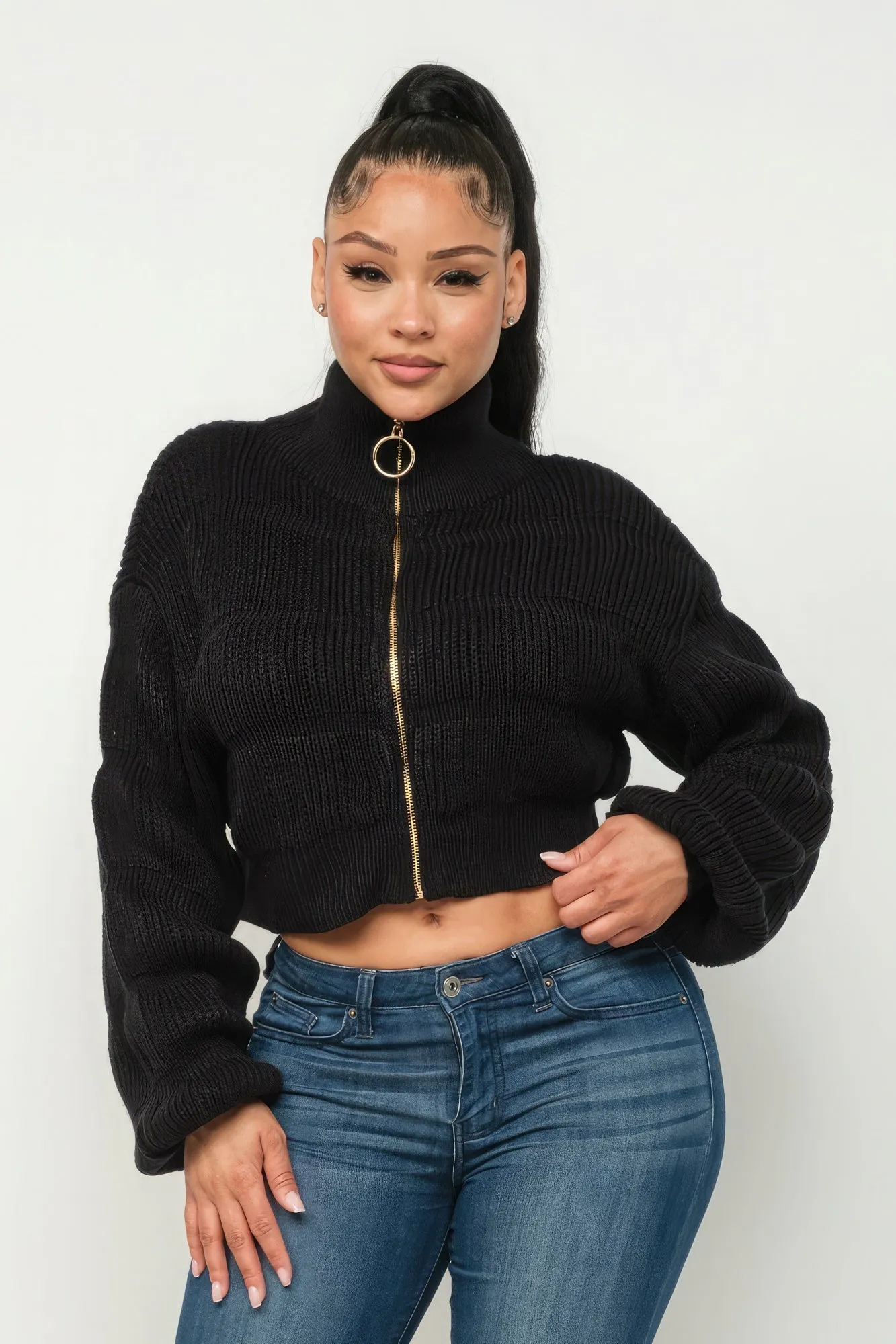 Michelin Sweater Top w/ Front Zipper