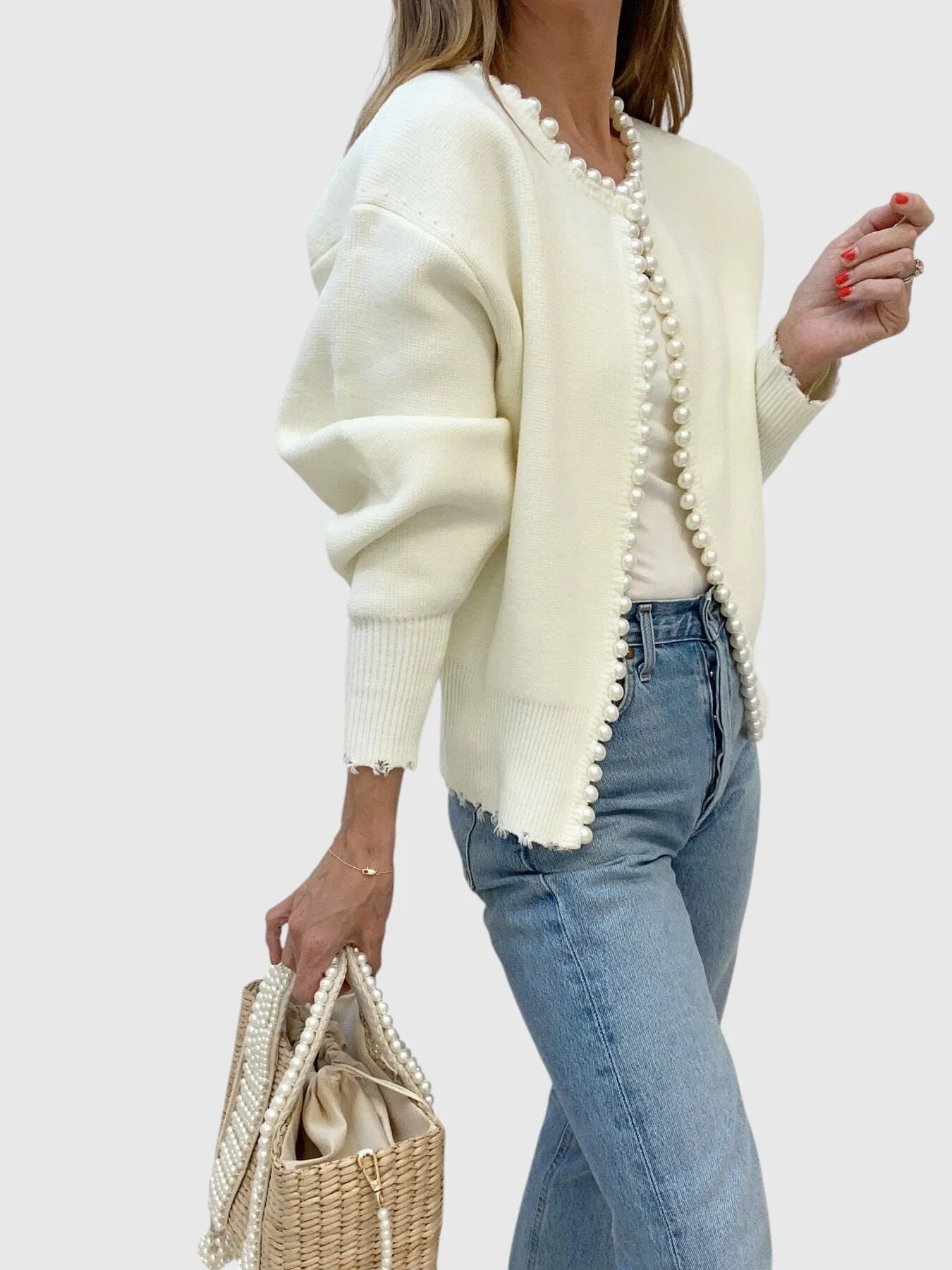 Milena™ - Cardigan with Pearls and Rips