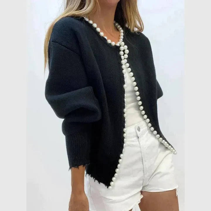 Milena™ - Cardigan with Pearls and Rips
