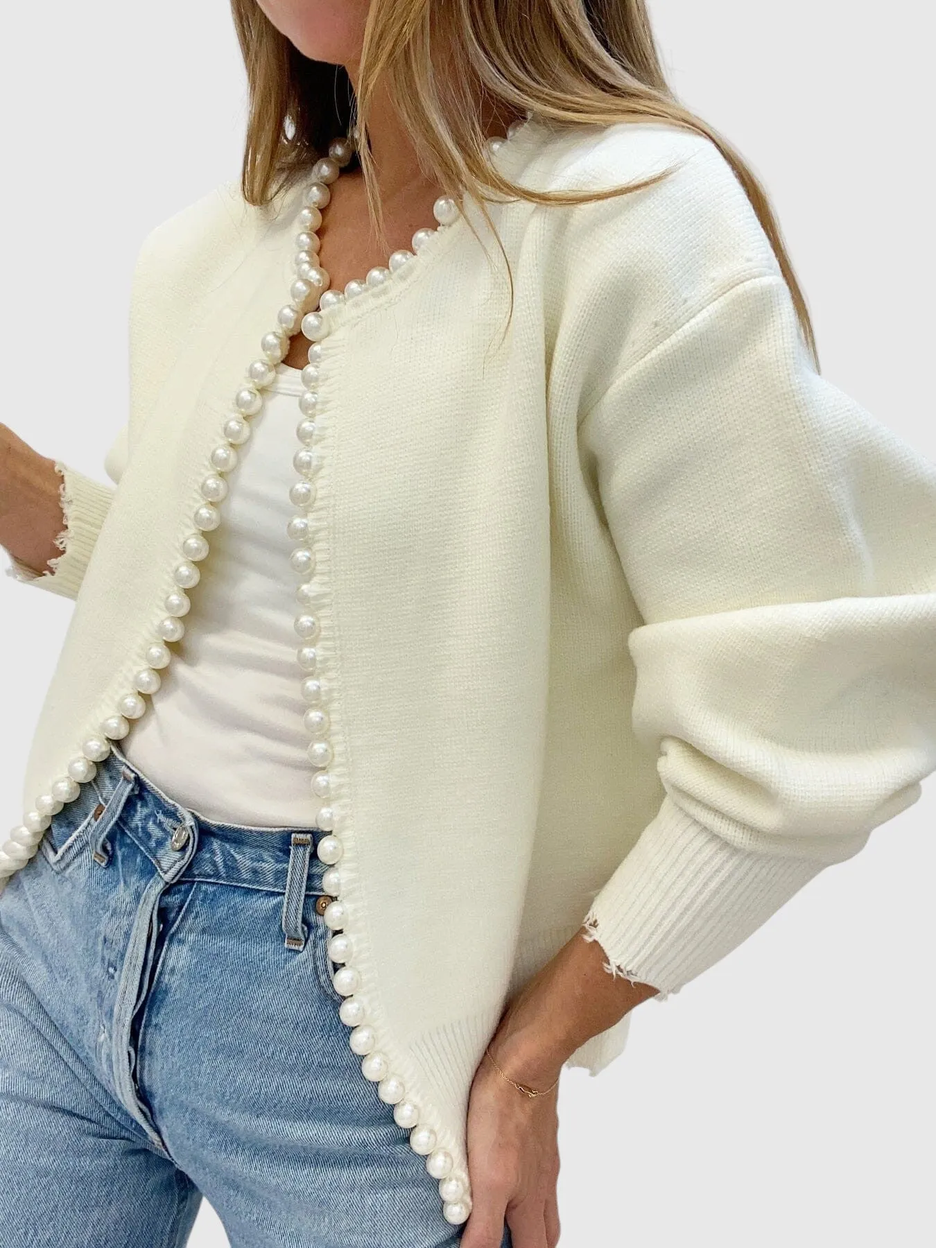 Milena™ - Cardigan with Pearls and Rips