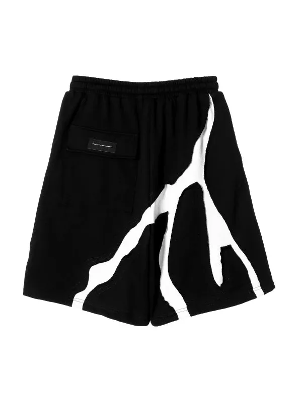 Mod Wave Movement Black & White Sweatshorts- Black
