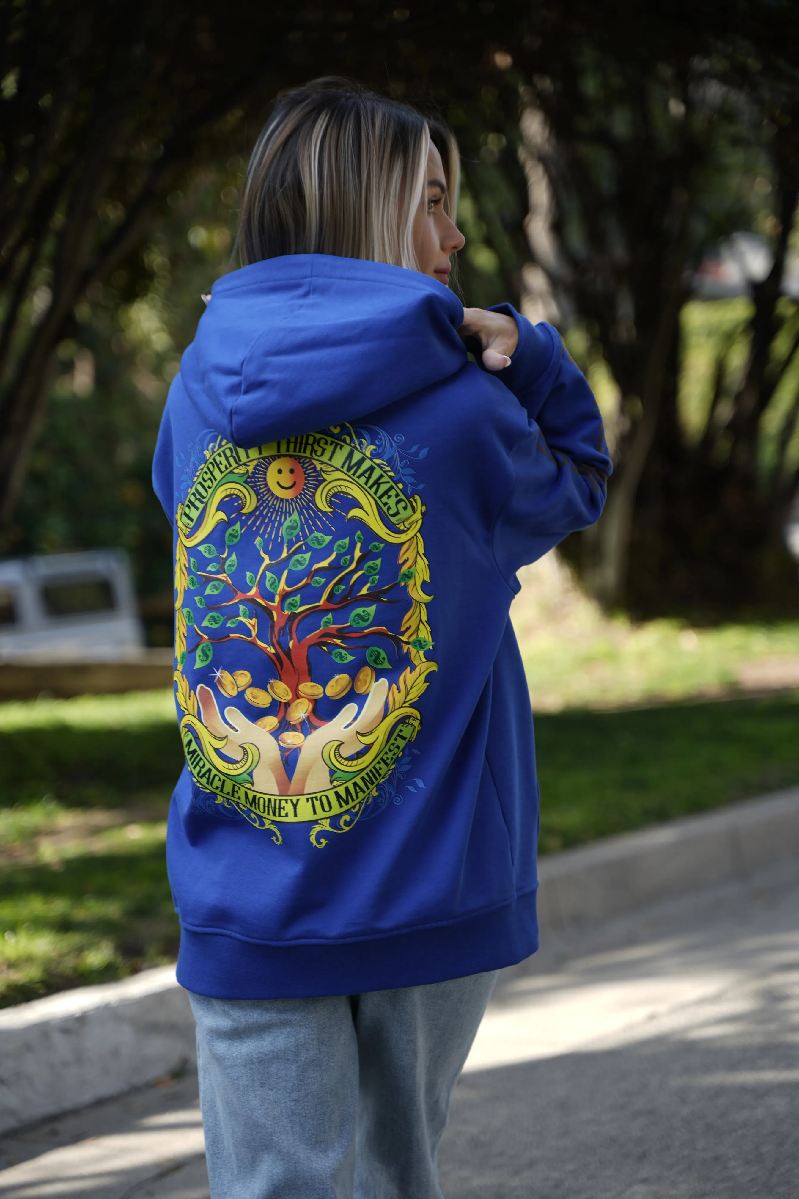 Money Tree Reflective Affirmation Hoodie - Royal Blue
