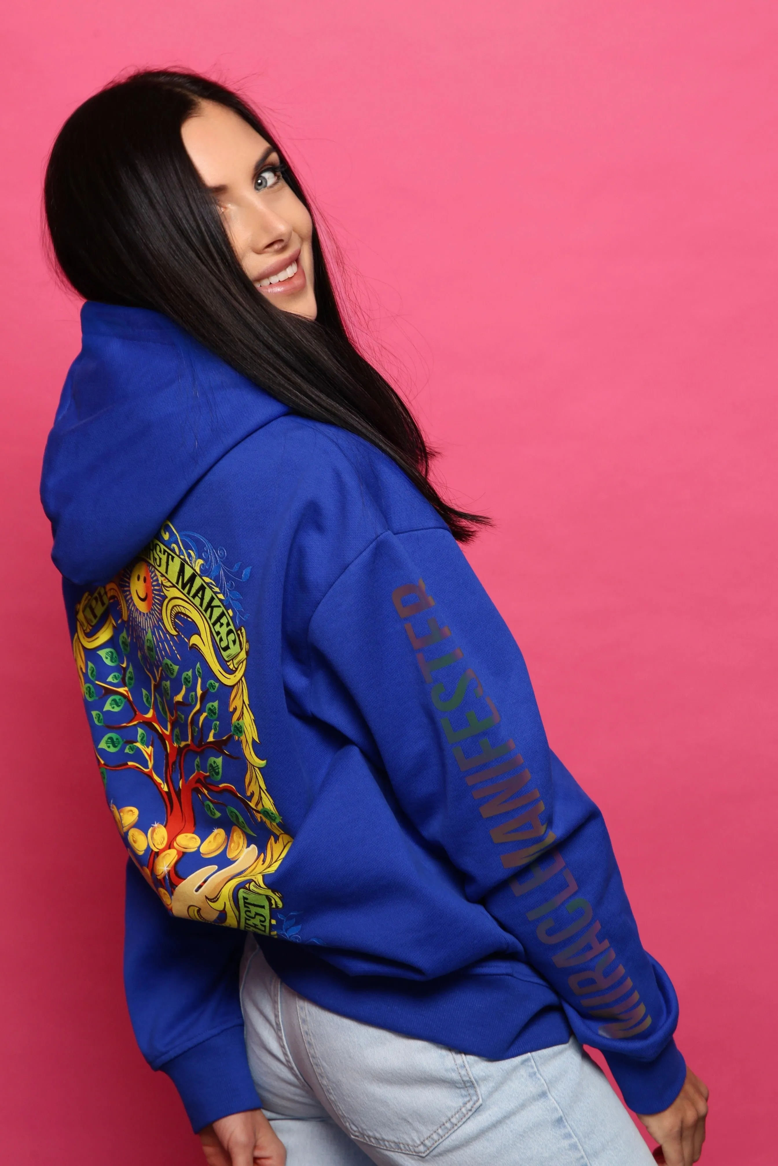 Money Tree Reflective Affirmation Hoodie - Royal Blue