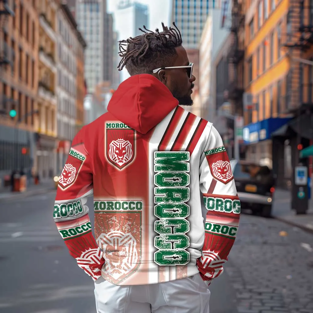 Morocco Soccer Zip Hoodie Atlas Lions Football - Road To Champion DT03