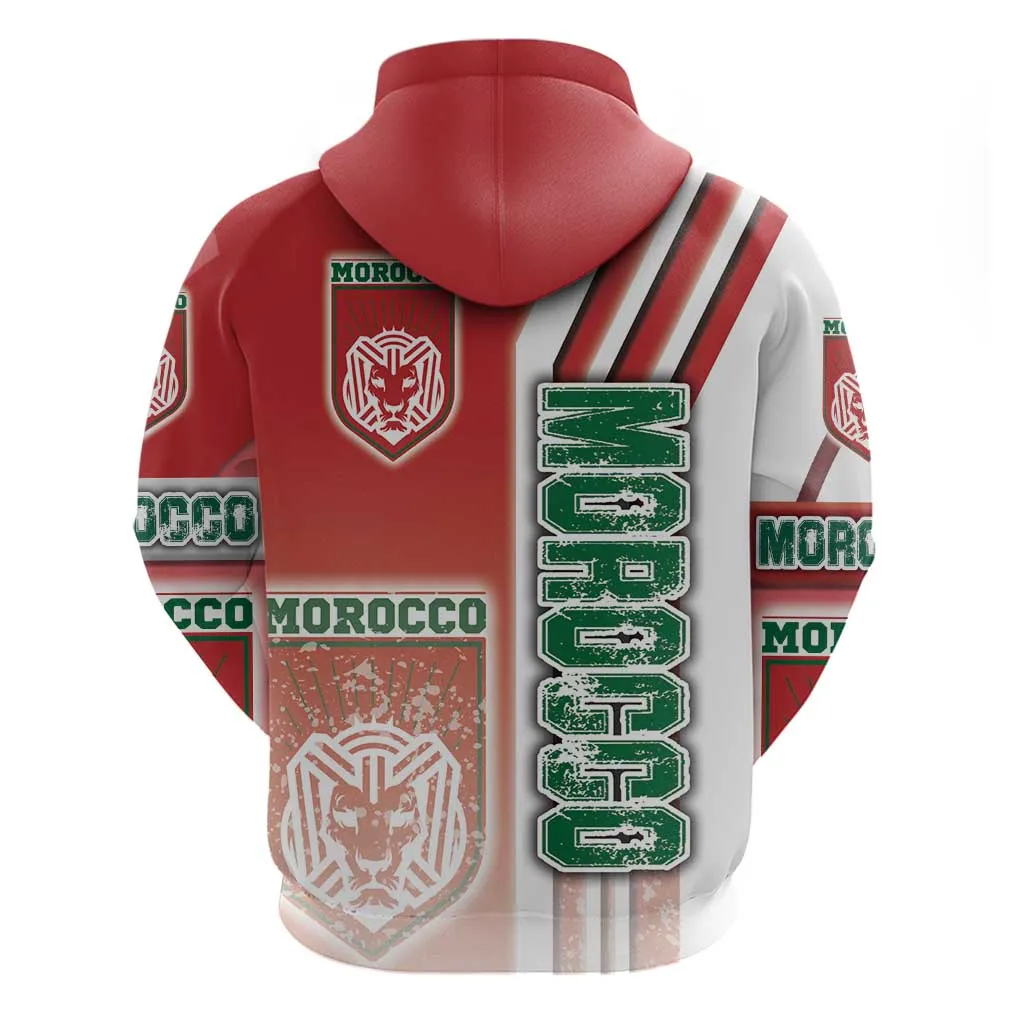 Morocco Soccer Zip Hoodie Atlas Lions Football - Road To Champion DT03