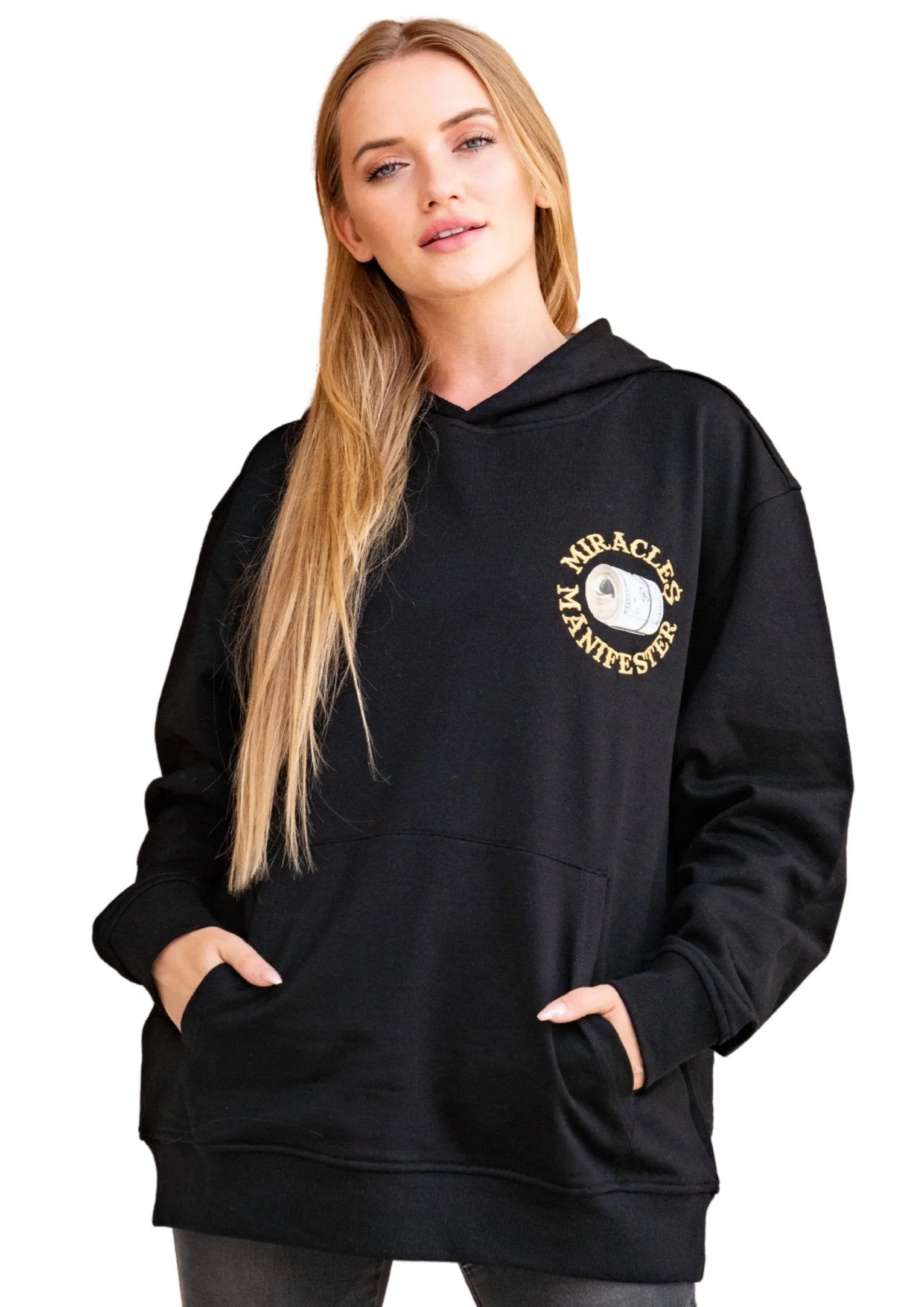 ‘Natural 9 Combinations’ Casino Embroidered Affirmation  Hoodie - Black