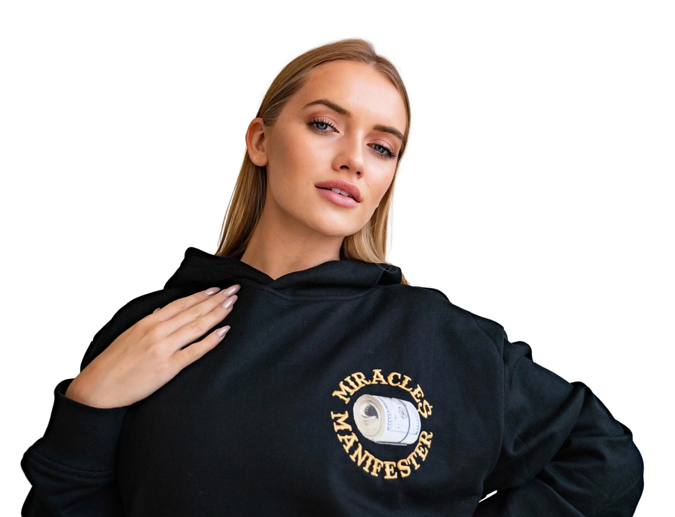 ‘Natural 9 Combinations’ Casino Embroidered Affirmation  Hoodie - Black