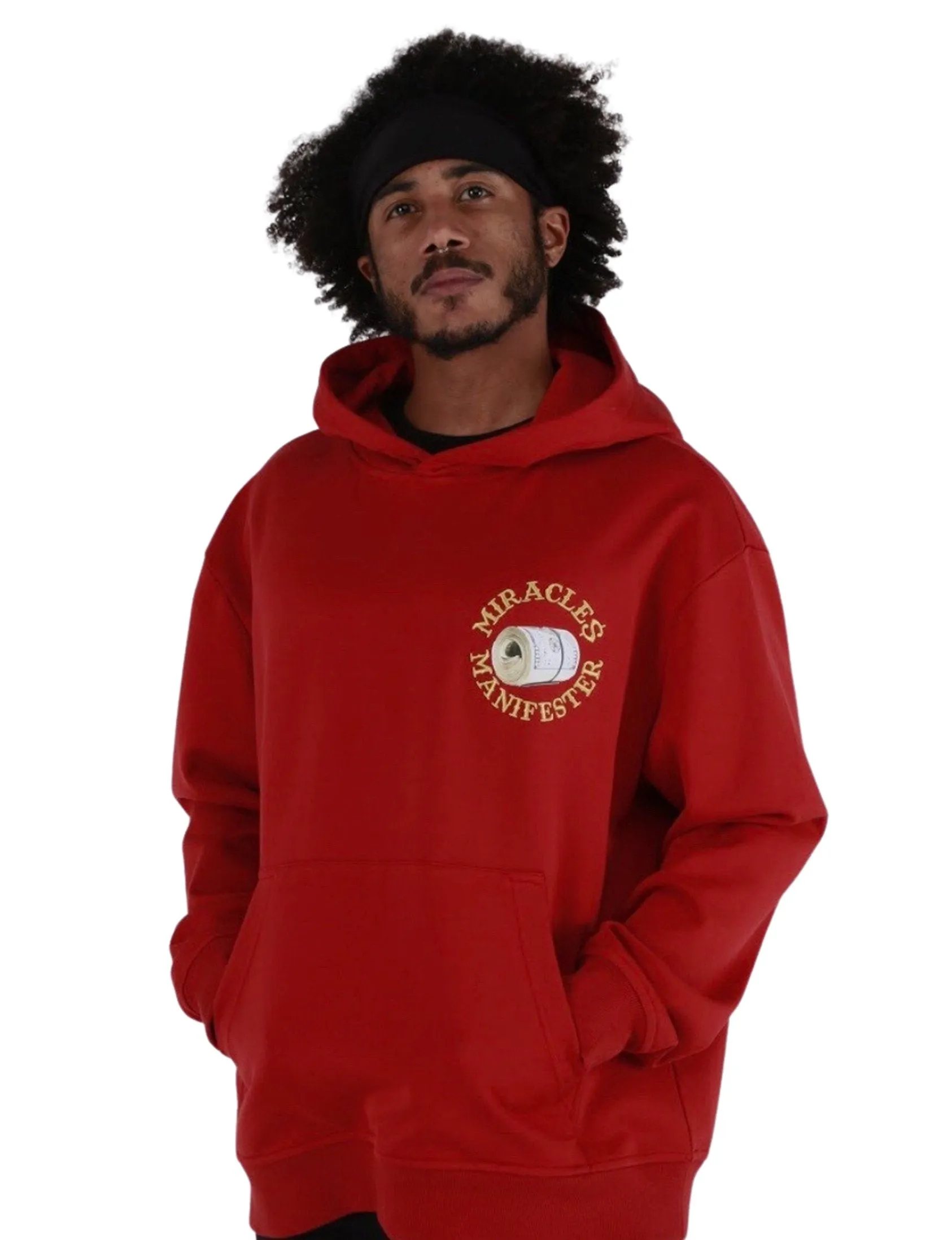 ‘Natural 9 Combinations’ Casino Embroidered Affirmation  Hoodie - Red