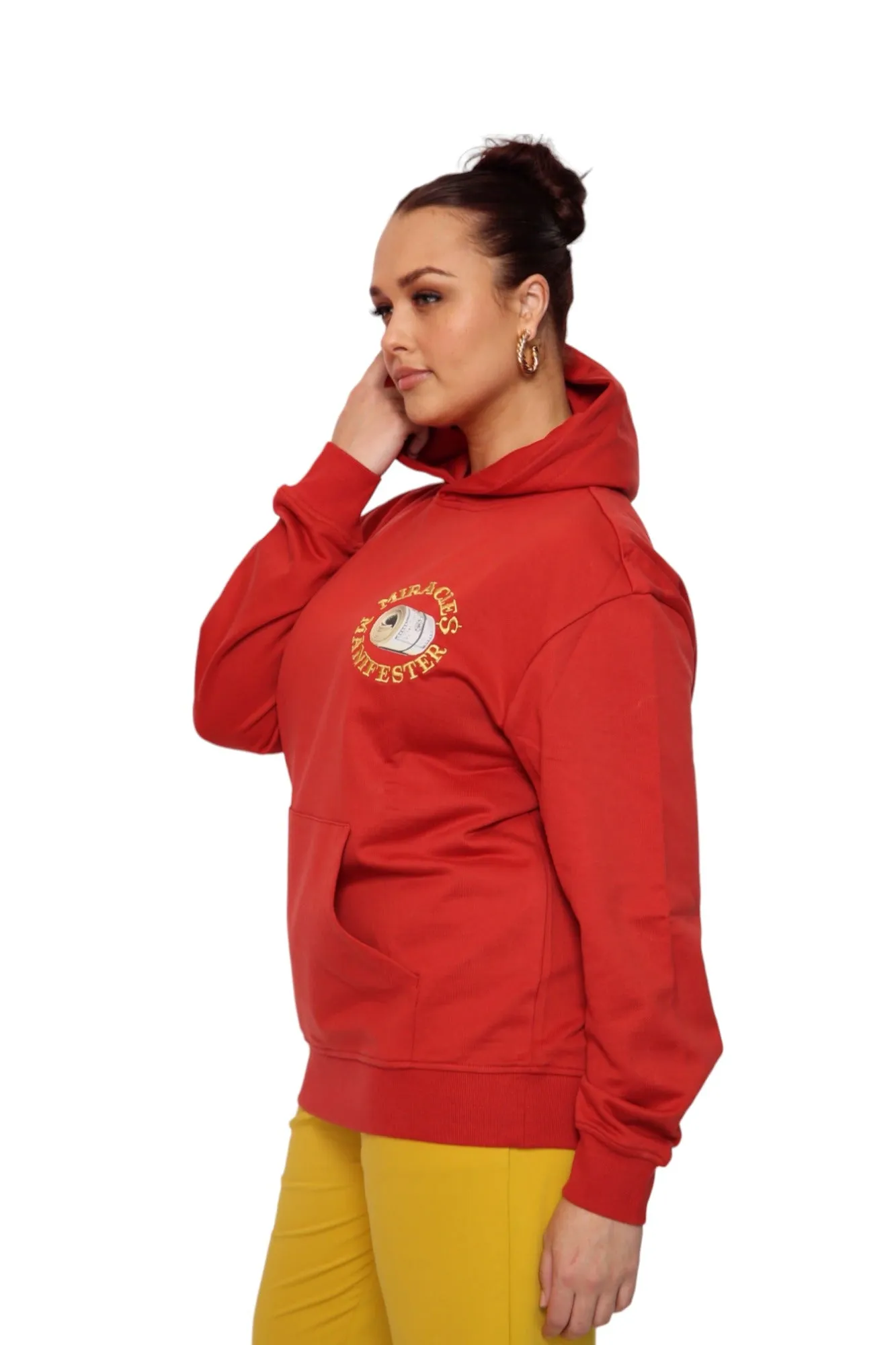 ‘Natural 9 Combinations’ Casino Embroidered Affirmation  Hoodie - Red