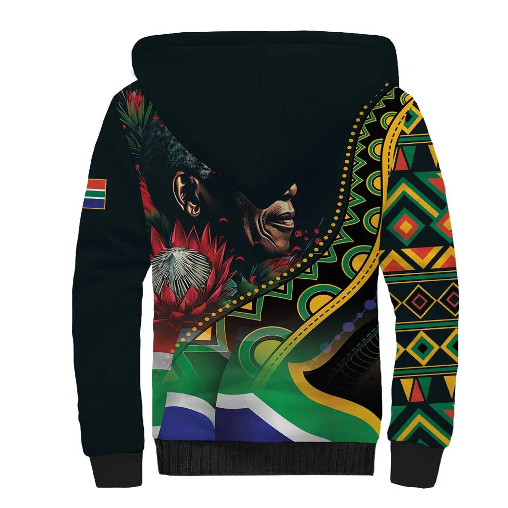 Nelson Mandela Birthday Sherpa Hoodie Leader of the Nation LT01