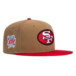 New Era 59Fifty San Francisco 49ers 1990 Super Bowl Patch Hat - Khaki, Red