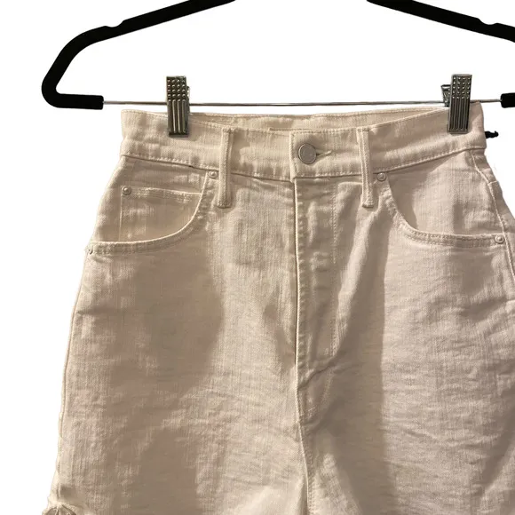 NEW Mother High Waisted Tunnel Vision Cuff Fray Short in Totally Innocent sz 24