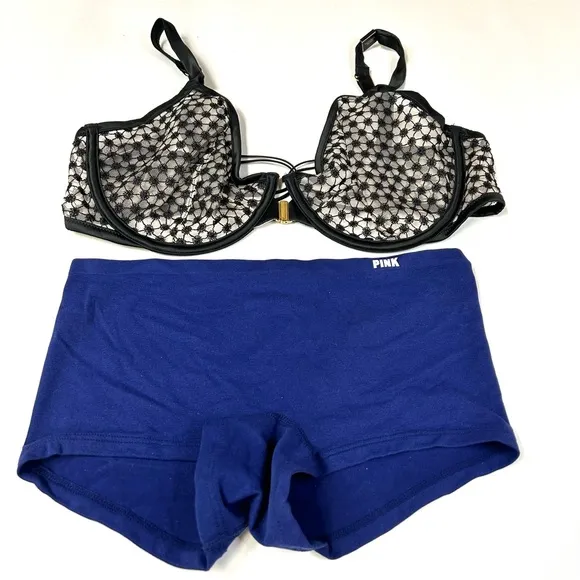 NEW Victorias Secret Bra Panty Set 36DD Unlined Demi Medium Boy Shorts #1892