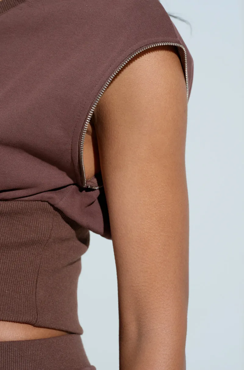 NIA CORSETED ZIPPERED LONGSLEEVE SWEATSHIRT
