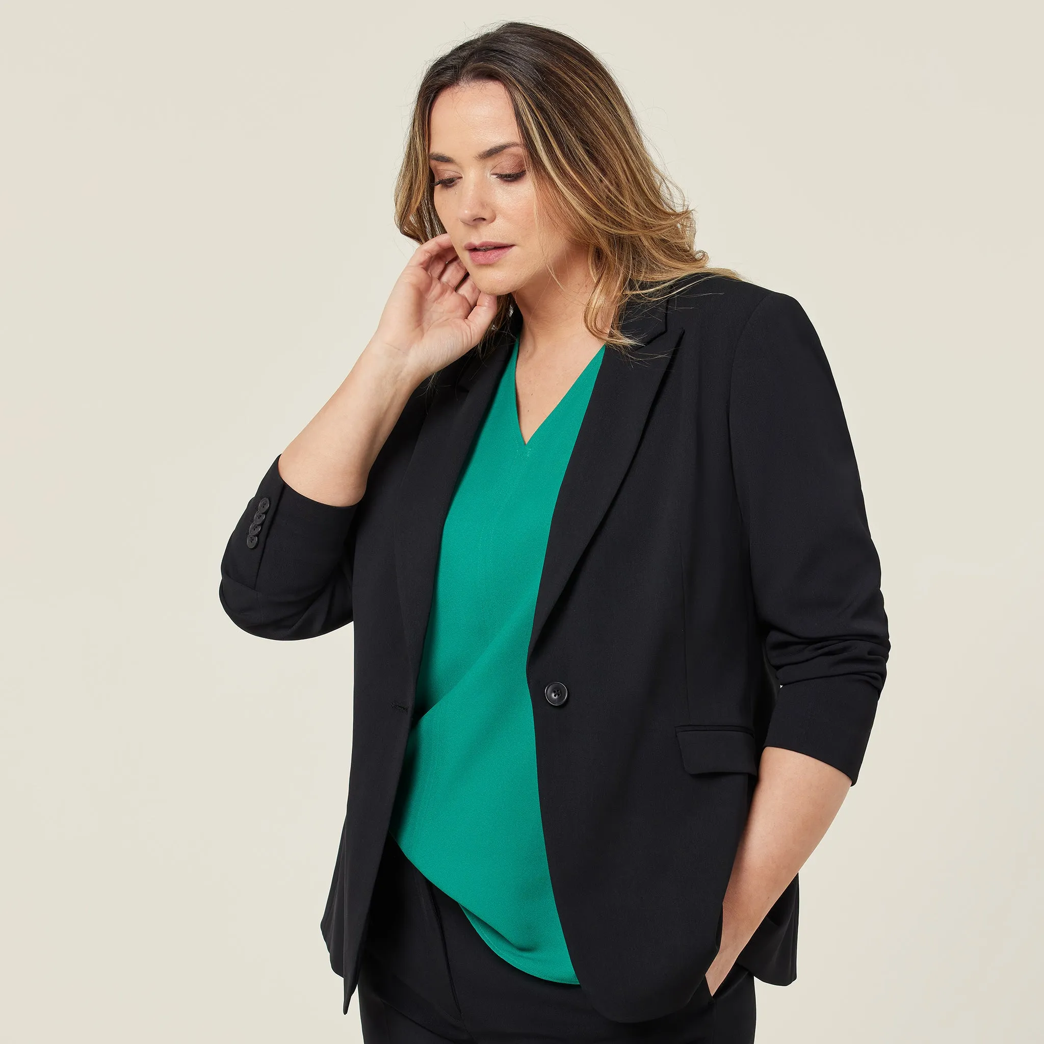 NNT Women's Crepe Streth Longline Jacket - Black