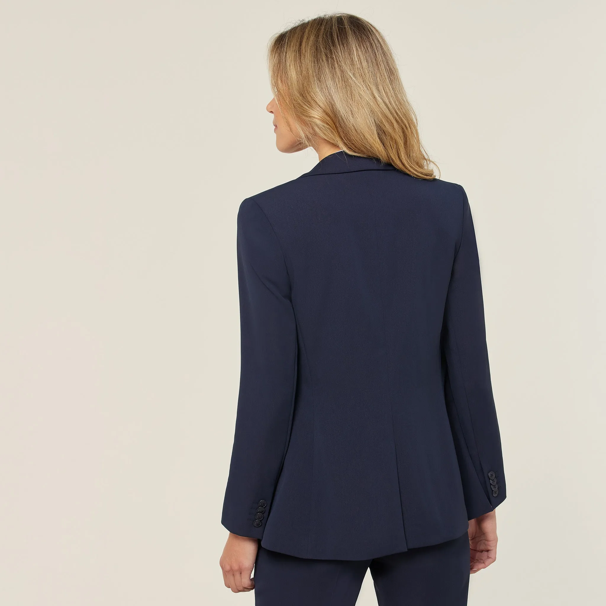 NNT Women's Crepe Streth Longline Jacket - Navy