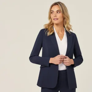 NNT Women's Crepe Streth Longline Jacket - Navy