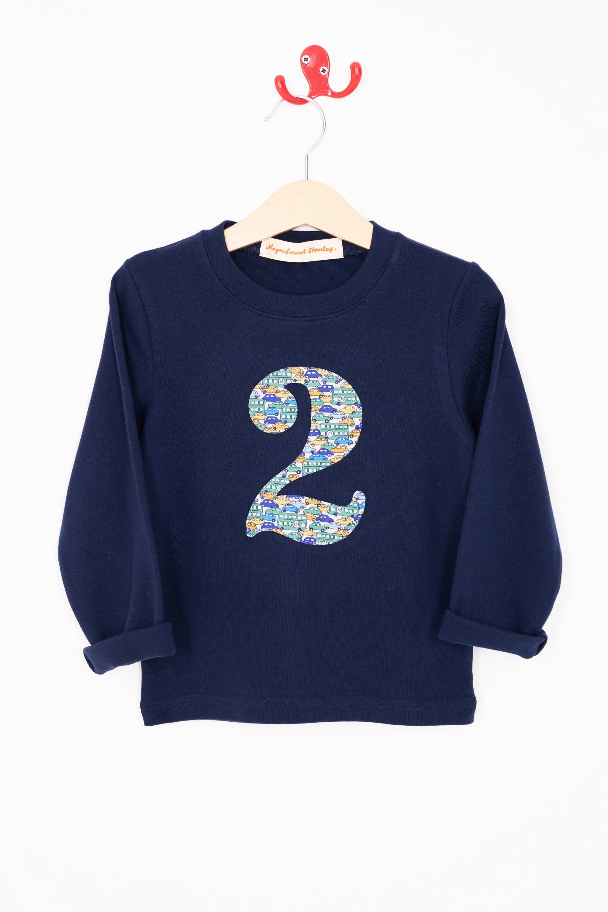 Number Navy T-Shirt in Hop On Hop Off Liberty Print