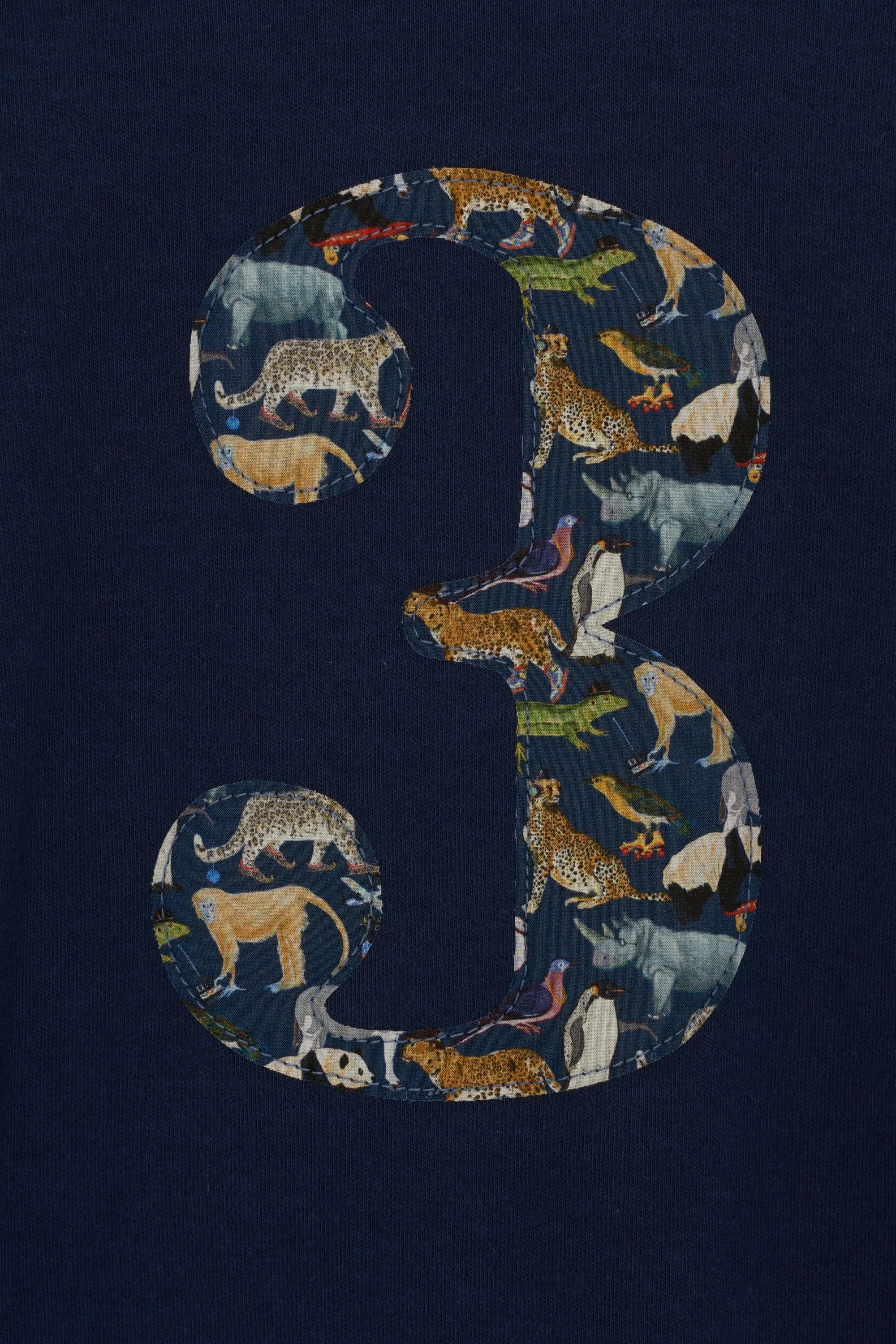Number Navy T-Shirt in Quey 2 Liberty Print