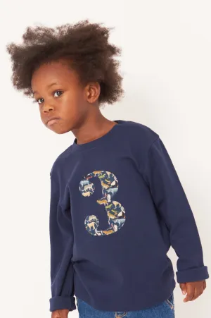 Number Navy T-Shirt in Quey 2 Liberty Print