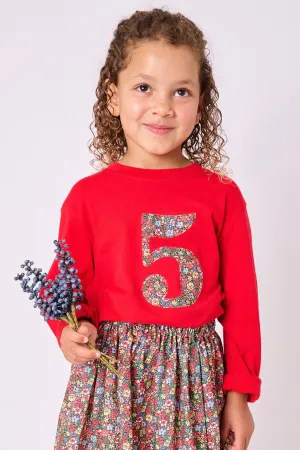 Number Red T-Shirt in Emma Louise Liberty Print