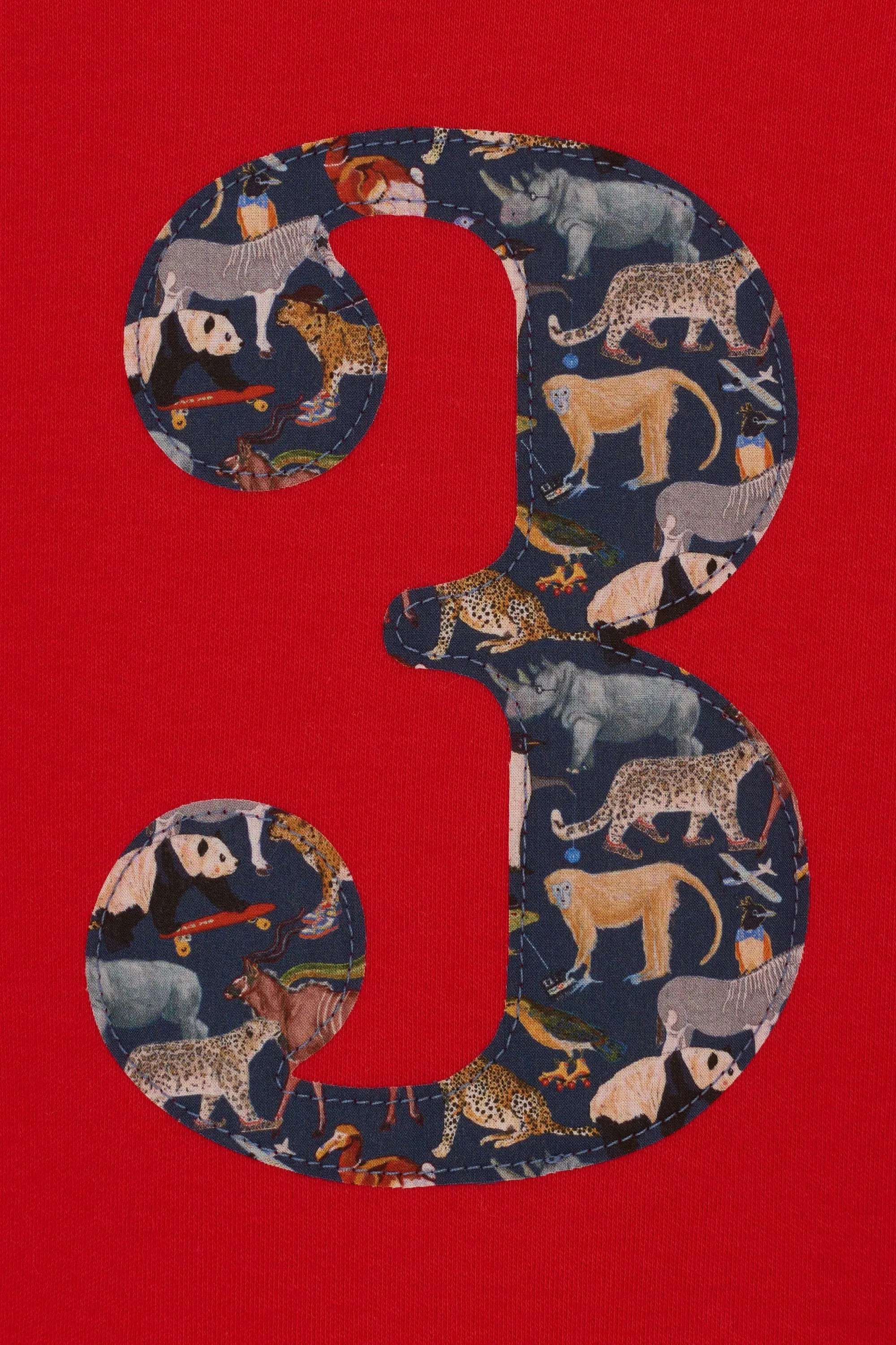 Number Red T-Shirt in Quey 2 Liberty Print