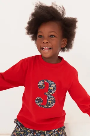 Number Red T-Shirt in Quey 2 Liberty Print
