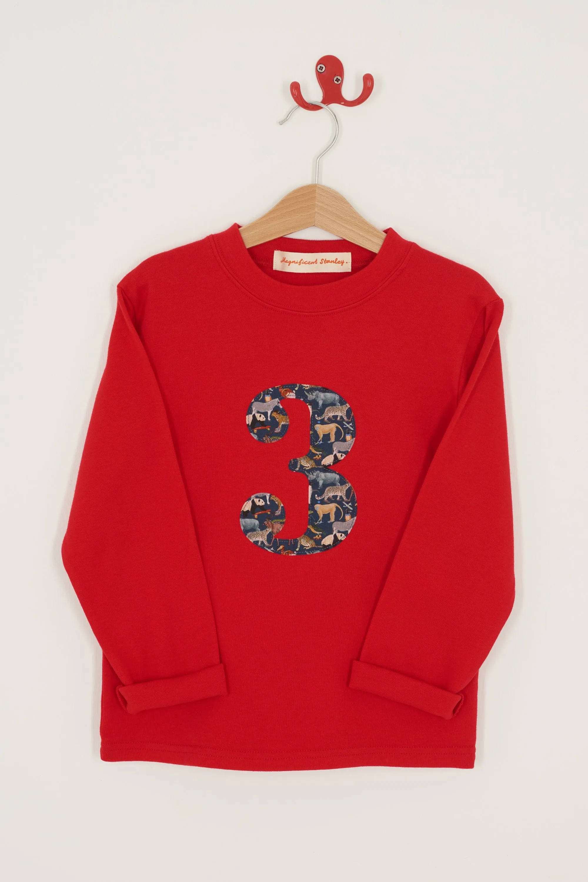 Number Red T-Shirt in Quey 2 Liberty Print