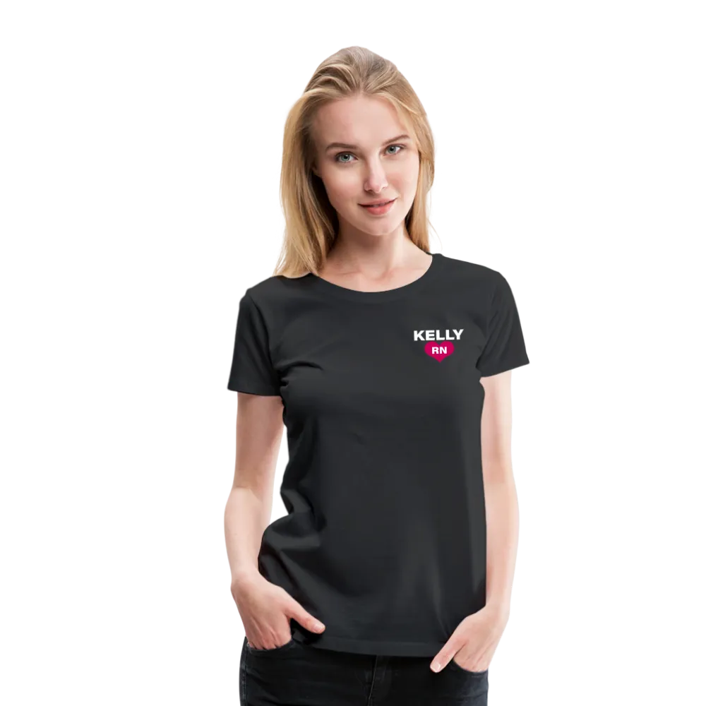 Nurse Flag Back RN and American Flag on Sleeve Women’s Premium T-Shirt