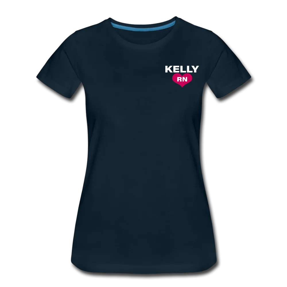 Nurse Flag Back RN and American Flag on Sleeve Women’s Premium T-Shirt