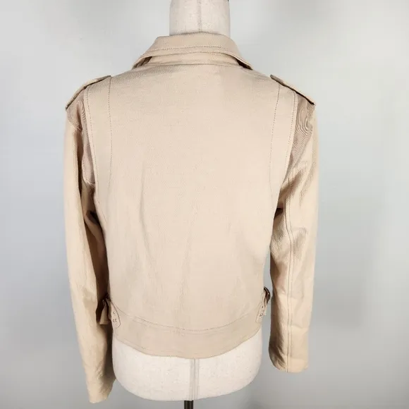 NWT BLANKNYC Crepe Moto Jacket in Tan Size Large #0184