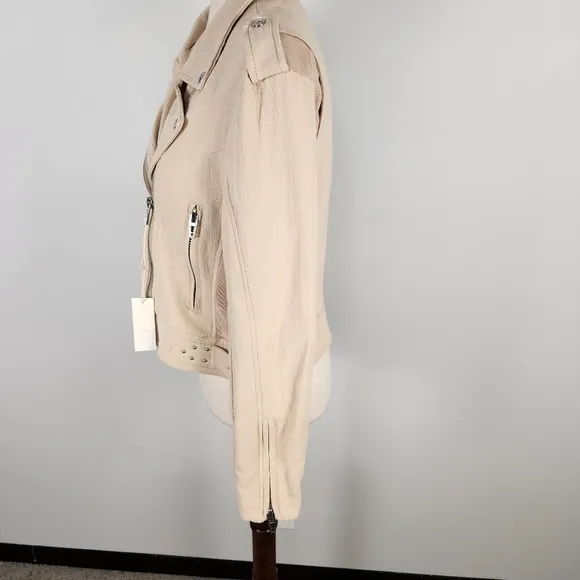 NWT BLANKNYC Crepe Moto Jacket in Tan Size Large #0184