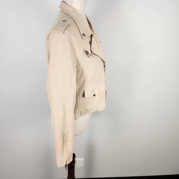 NWT BLANKNYC Crepe Moto Jacket in Tan Size Large #0184