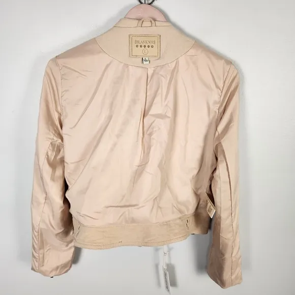 NWT BLANKNYC Crepe Moto Jacket in Tan Size Large #0184