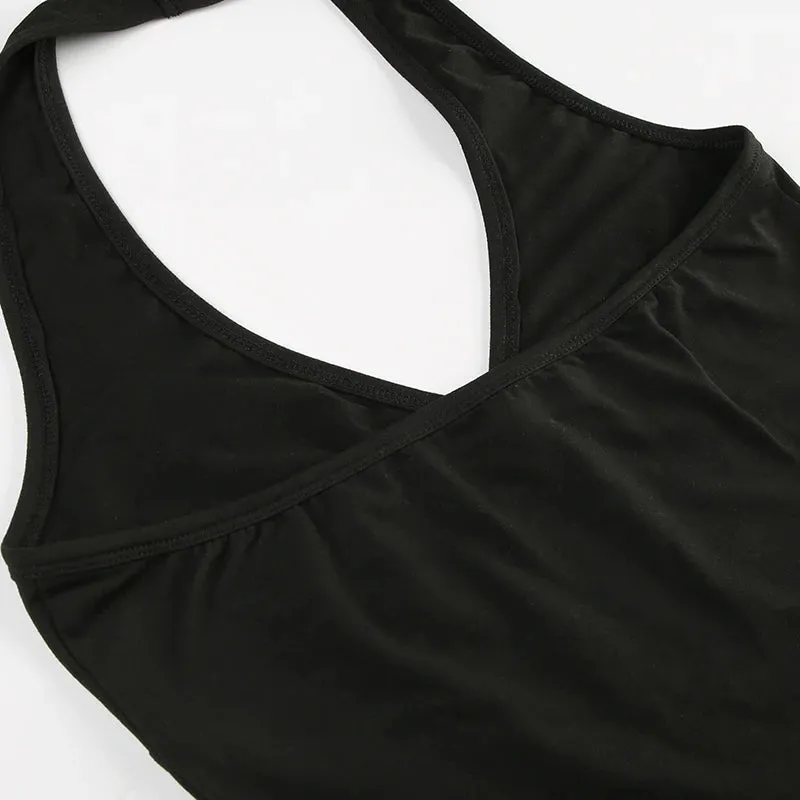 Obsidian Phoenix Black Halter Crop Top