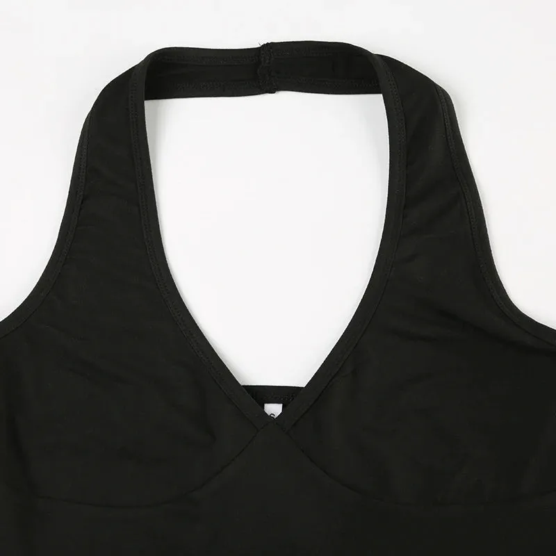 Obsidian Phoenix Black Halter Crop Top