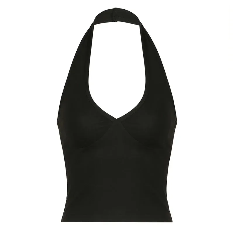 Obsidian Phoenix Black Halter Crop Top