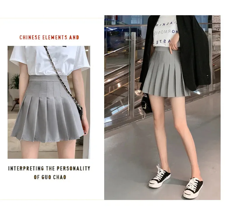 Obsidian Phoenix Harajuku Style High-Waist Pleated Mini Skirt