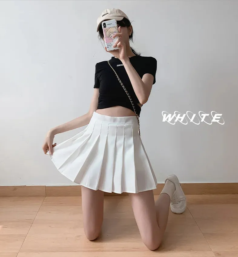 Obsidian Phoenix Harajuku Style High-Waist Pleated Mini Skirt