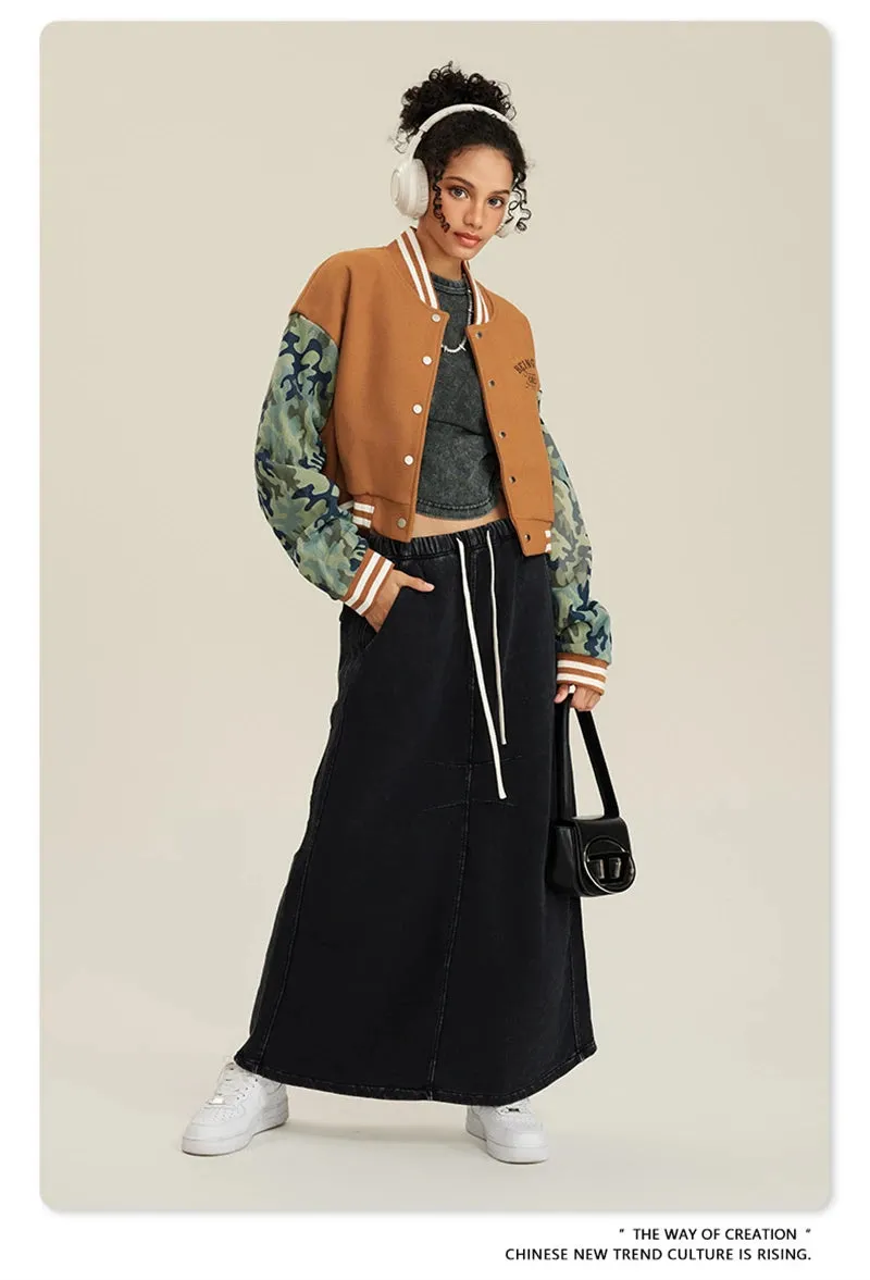 Obsidian Phoenix Heavyweight Luxury Women’s Short Baseball Jacket