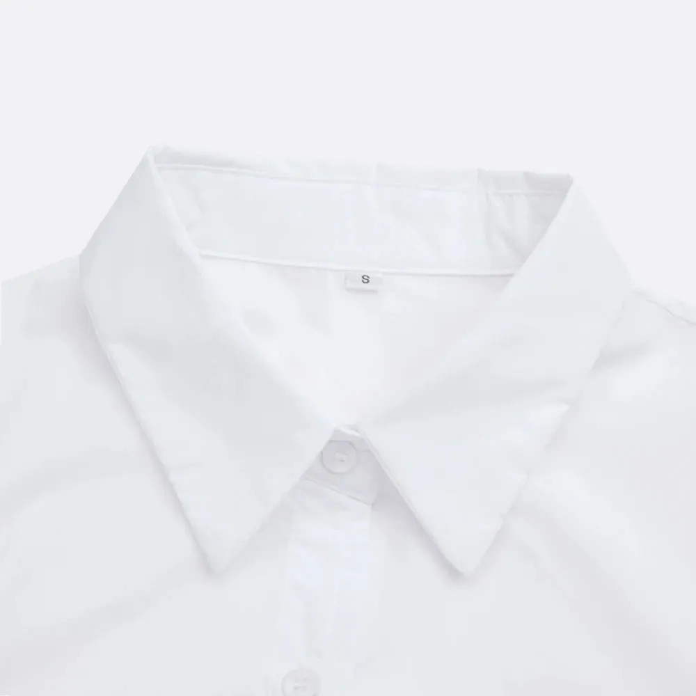 Obsidian Phoenix Long Sleeve Kimono Blouse - Bow Tie, Polo Neck, Double-Breasted Poplin Shirt with Front Buttons