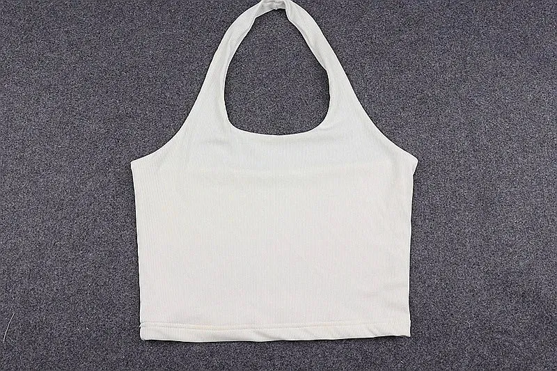 Obsidian Phoenix White Halter Backless Tank Top