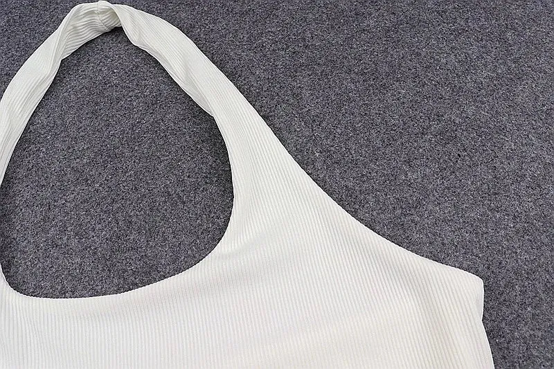 Obsidian Phoenix White Halter Backless Tank Top